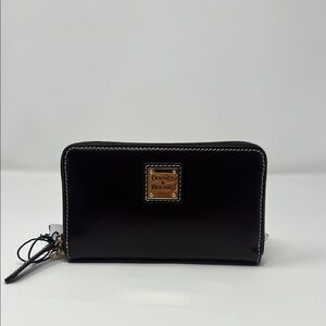 Dooney and Bourke Wexford Leather Zip Around Phone Wristlet Clutch - Bordeaux